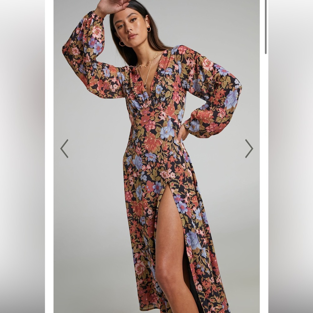 Showpo Floral Maxi Dress with Slit